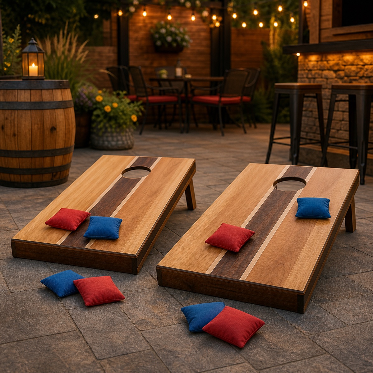 Ensemble cornhole bois (2 plateaux + 8 sacs)